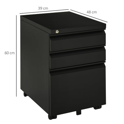 Rolling steel cabinet with 3 drawers - Office storage