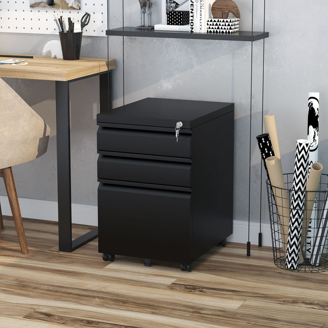 Rolling steel cabinet with 3 drawers - Office storage