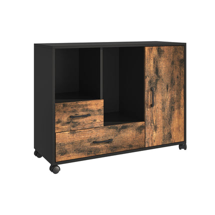 Rolling Cabinet with 2 Drawers & 4 Shelves