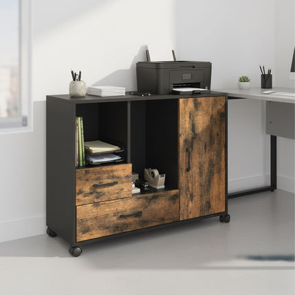 Rolling Cabinet with 2 Drawers & 4 Shelves