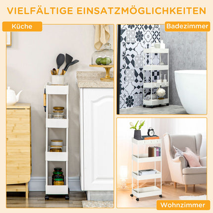 Mobile kitchen shelf, 4-story trolley with wheels