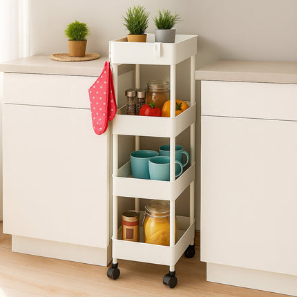 Rolling Cart with 4 Levels, Multi-Purpose Storage