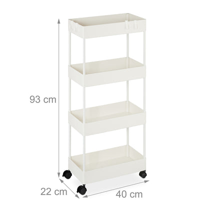 Rolling Cart with 4 Levels, Multi-Purpose Storage