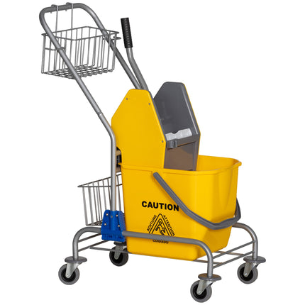 Rolling Cleaning Bucket, 26L, Plastic, Metal Handle
