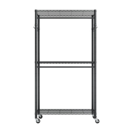 Rolling Clothes Rack, 3-Tier Adjustable, 204 kg Capacity