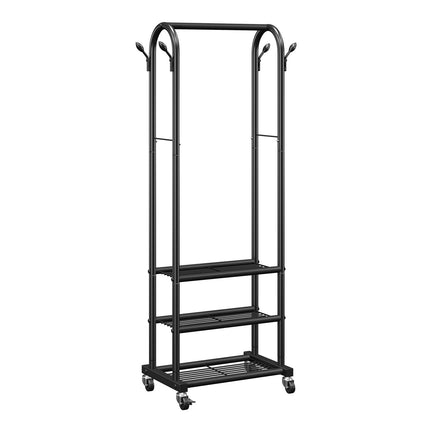 Rolling Clothes Rack – Hanging Rod, 3 Shelves, 45 kg