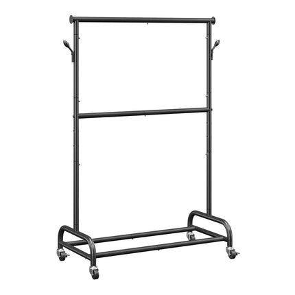 Rolling Clothes Rack With Adjustable Bar, Side Hooks, 150 lb