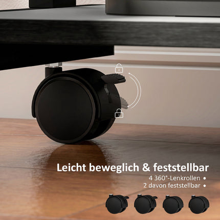 Rolling Computer Desk with Drawer, Shelves and Locking Casters