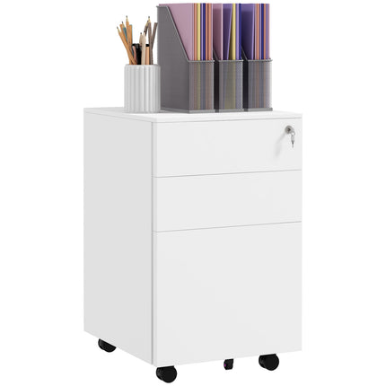 Rolling filing cabinet in steel, Lockable, 3 drawers, A4 size