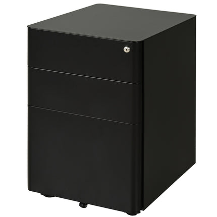 Mobile Steel filing cabinet with 3 drawers, Black 39x48x59Cm