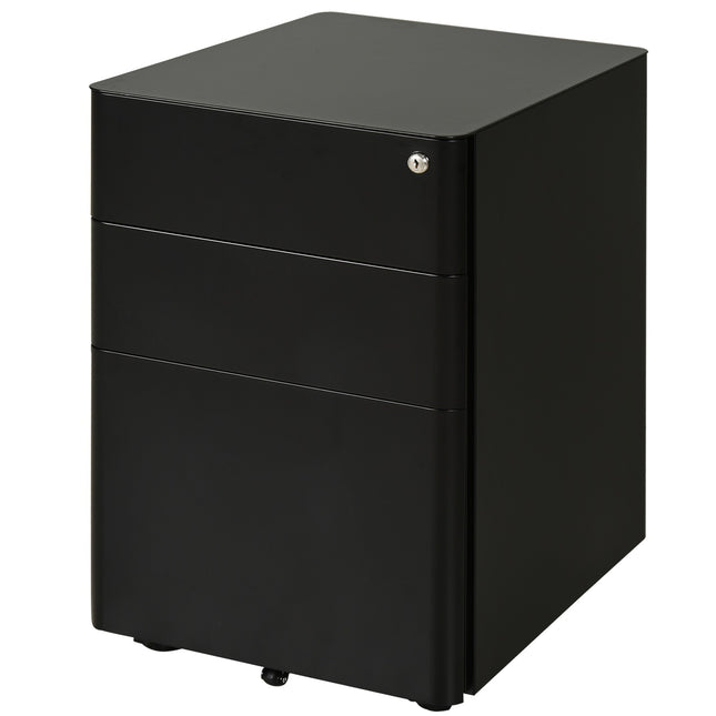 Mobile Steel filing cabinet with 3 drawers, Black 39x48x59Cm