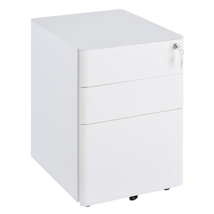 White mobile filing cabinet in steel with 3 drawers, 39x48x59 cm