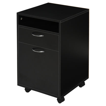 Rolling filing cabinet with drawer - Black, 40x35x60 cm