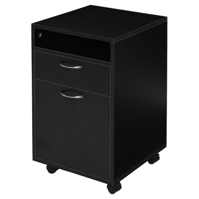 Rolling filing cabinet with drawer - Black, 40x35x60 cm