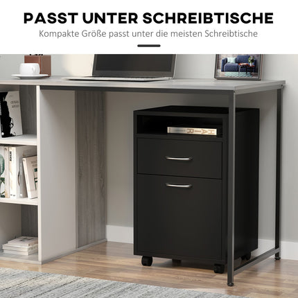 Rolling filing cabinet with drawer - Black, 40x35x60 cm