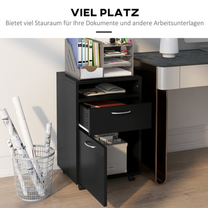 Rolling filing cabinet with drawer - Black, 40x35x60 cm