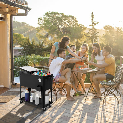 Rolling Cooler Cart 76L, Wheels, Bottle Opener
