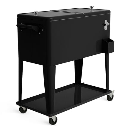 Rolling Cooler Cart 76L, Wheels, Bottle Opener