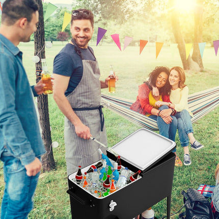 Rolling Cooler Cart 76L, Wheels, Bottle Opener