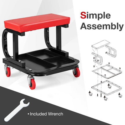 Rolling Creeper Seat With Tool Tray, 330 lb Capacity