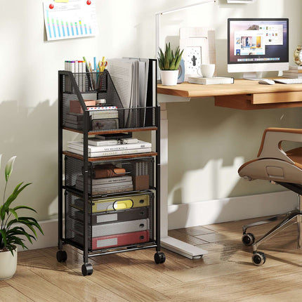 Rolling File Cart with Drawers and Lockable Wheels