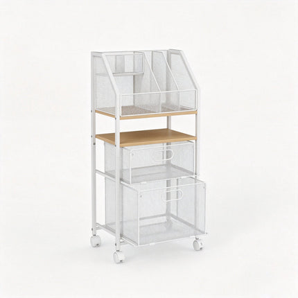 Rolling File Utility Cart with 2 Drawers, Lockable Wheels