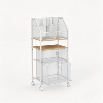 Rolling File Utility Cart with 2 Drawers, Lockable Wheels
