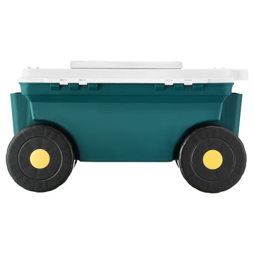 Rolling Garden Cart With Swivel Seat, Storage Bin, 123kg
