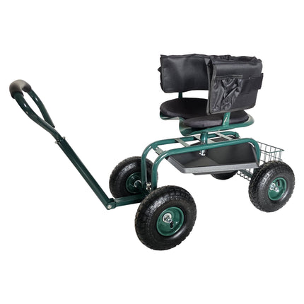 Rolling Garden Seat with Adjustable Height and Storage