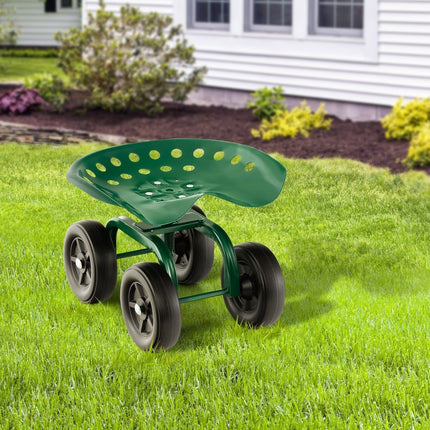 Rolling Garden Seat with Adjustable, Swivel Chair