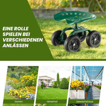 Rolling Garden Seat with Adjustable, Swivel Chair