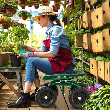 Rolling Garden Seat with Adjustable, Swivel Chair