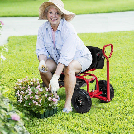 Rolling Garden Seat with Storage and Adjustable Height