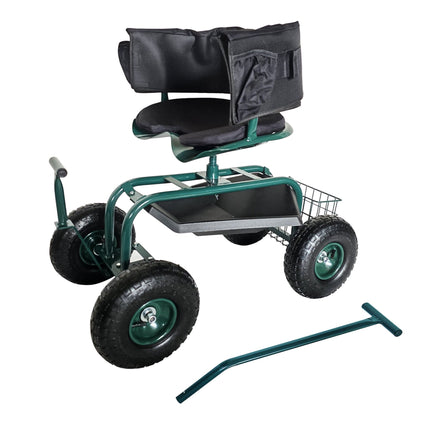 Rolling Garden Seat with Storage and Adjustable Height