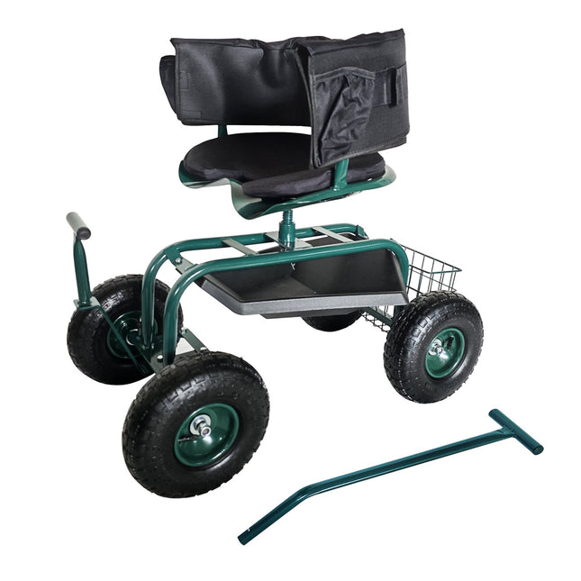 Rolling Garden Seat with Storage and Adjustable Height