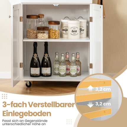 Rolling Kitchen Cart with Drawer, Spice Rack, Towel Bars