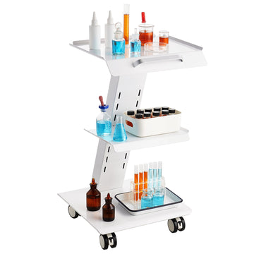Rolling Lab Cart, 3-Tier Metal, Built-In Socket, 220 lb
