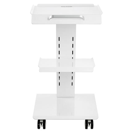 Rolling Lab Cart, 3-Tier Metal, Built-In Socket, 220 lb