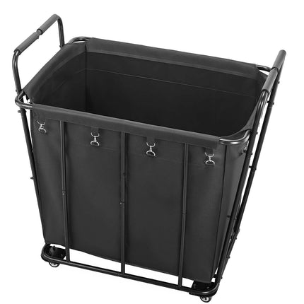 Rolling Laundry Cart, Waterproof Liner, 260 Lb, Black
