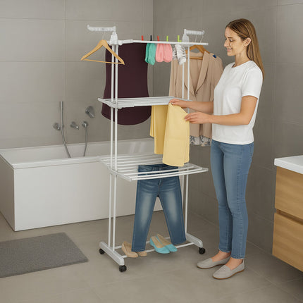 Rolling Laundry Drying Rack with Foldable Wings