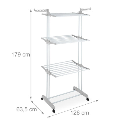 Rolling Laundry Drying Rack with Foldable Wings