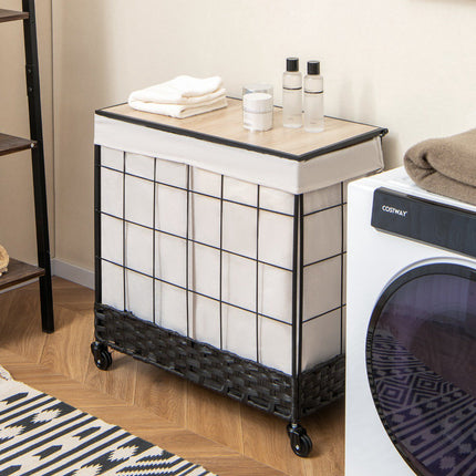 Rolling Laundry Hamper 110-130L, Lid, Lockable Wheels