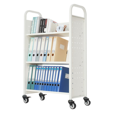 Rolling Library Book Cart, 150 Kg, 3-Tier, Locking Wheels