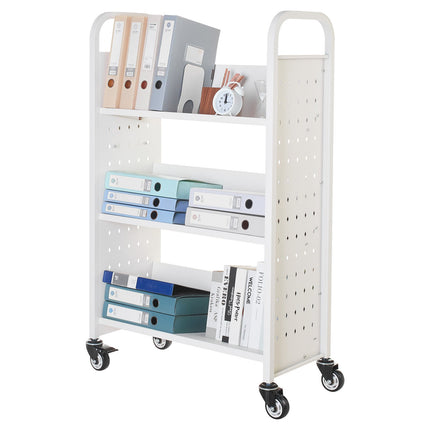 Rolling Library Book Cart, 150 Kg, 3-Tier, Locking Wheels