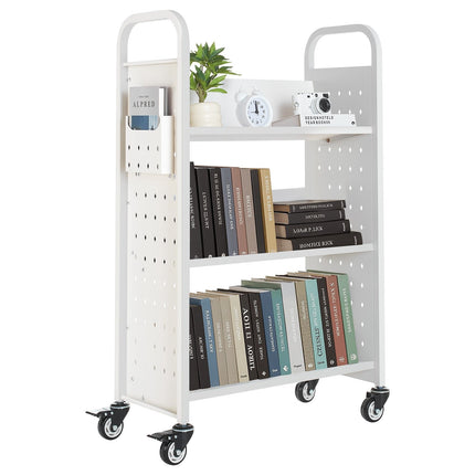 Rolling Library Book Cart, 150 Kg, 3-Tier, Locking Wheels