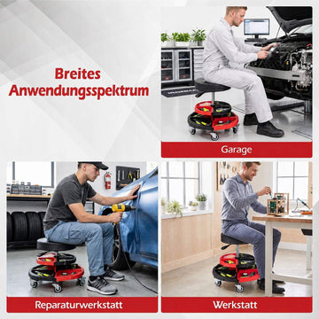 Rolling Mechanic Stool with Cushioned Seat, 330 LBS Capacity