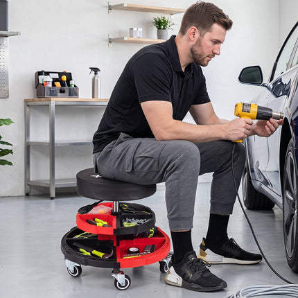 Rolling Mechanic Stool with Cushioned Seat, 330 LBS Capacity