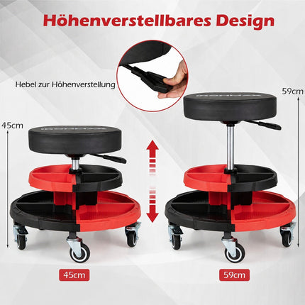 Rolling Mechanic Stool with Cushioned Seat, 330 LBS Capacity