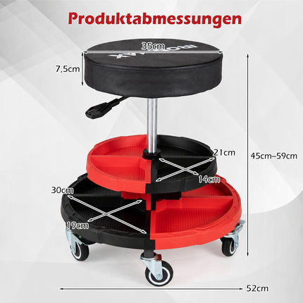 Rolling Mechanic Stool with Cushioned Seat, 330 LBS Capacity