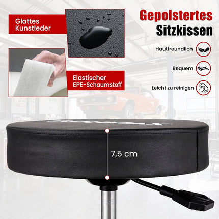 Rolling Mechanic Stool with Cushioned Seat & Tool Trays